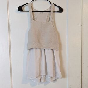 Anthropologie Layered Cream Knit Tank Boho Peasant Med